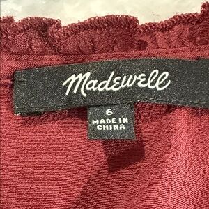 Madewell Deep Maroon Ruffled Jumpsuit